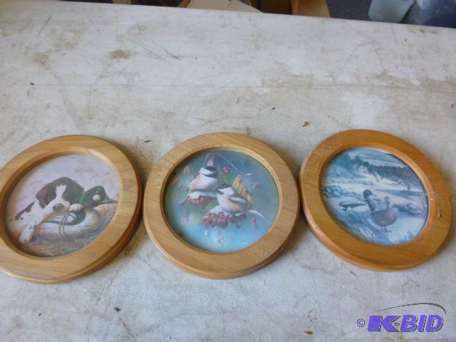 Three Wildlife Pictures 7 12&quot diameter....