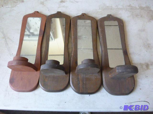 Four Wood Wall Candle Holders...