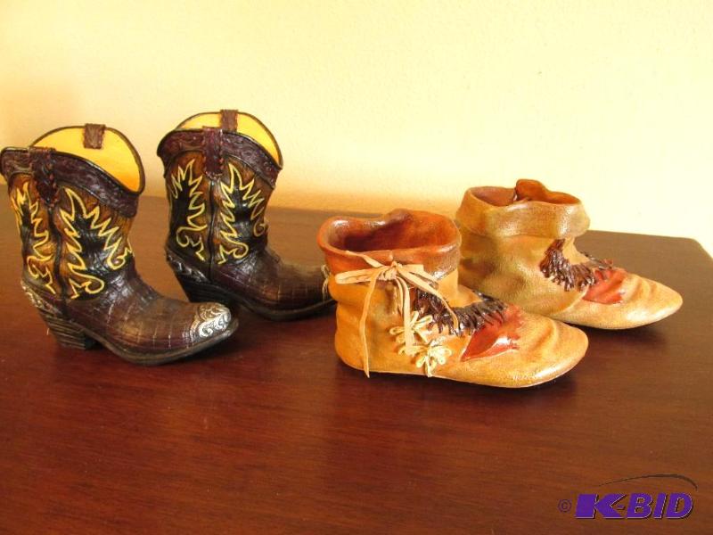lot 17 image: Two Cultures together -- Boots and Moccasins