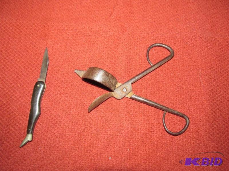 lot 25 image: Antique Candle Scissors and Antique Knife Boot