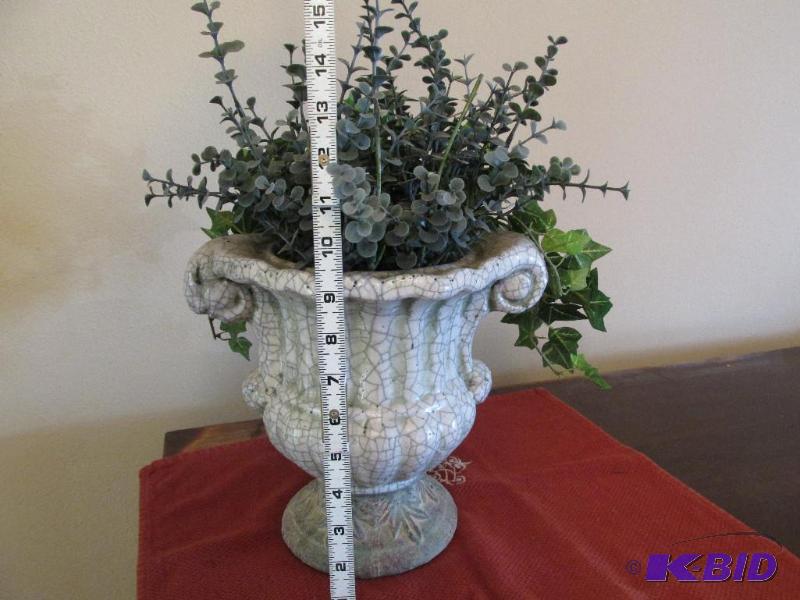 lot 42 image: Heavy Planter with Fake Plants