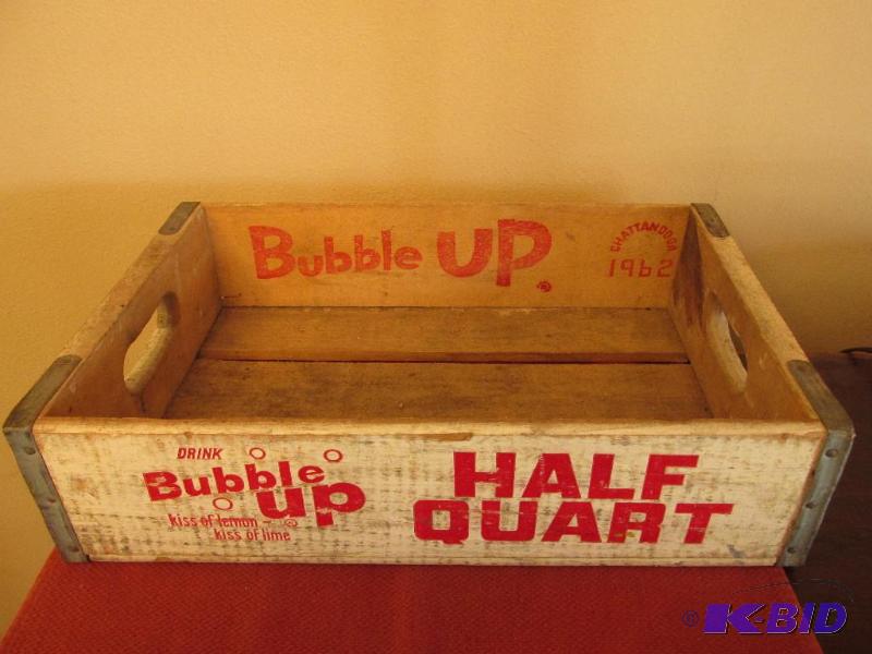 lot 81 image: Vintage, Antique -- Bubble Up Half Quart Wooden Case