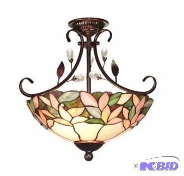 Dale Tiffany Crystal Leaf 2-Light Antique Bronze Semi-Flush Mount.  New in Box. All there.