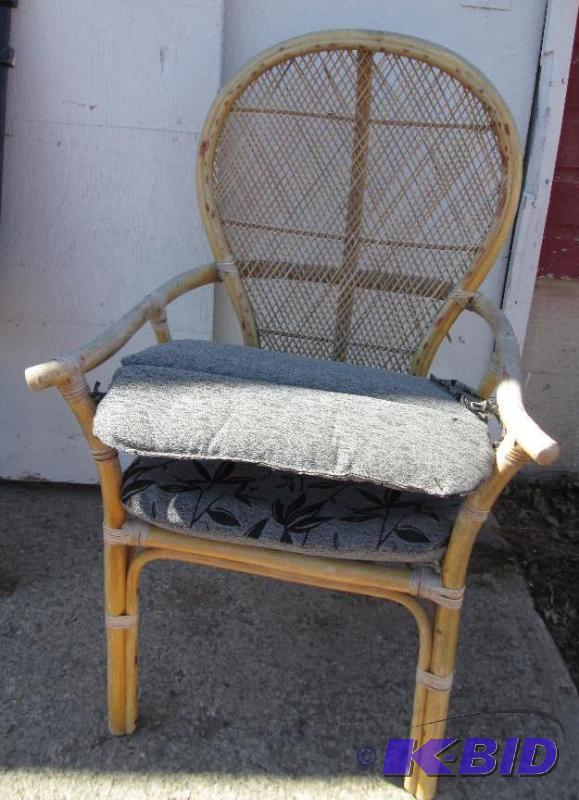 lot 103 image: Weathered wood frame chair with new coushion...