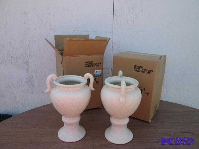 lot 109 image: Brand new pair of planters, crackle painted...