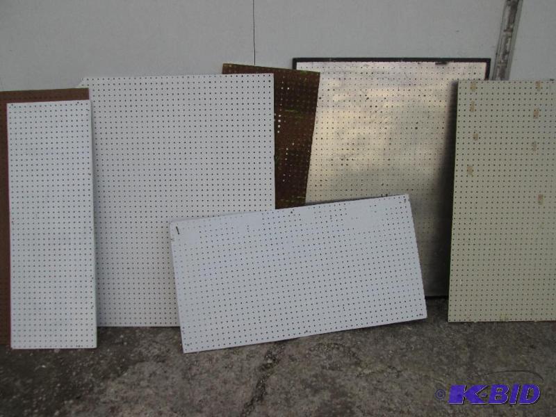 lot 35 image: Lot of 7 assorted size peg board sheets...