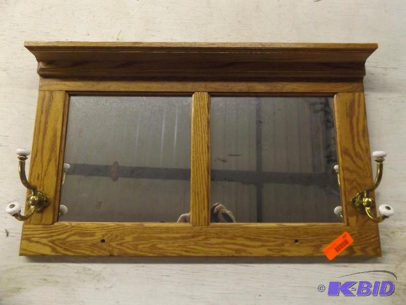 Hall Mirror with Hooks on each side, approx 1...