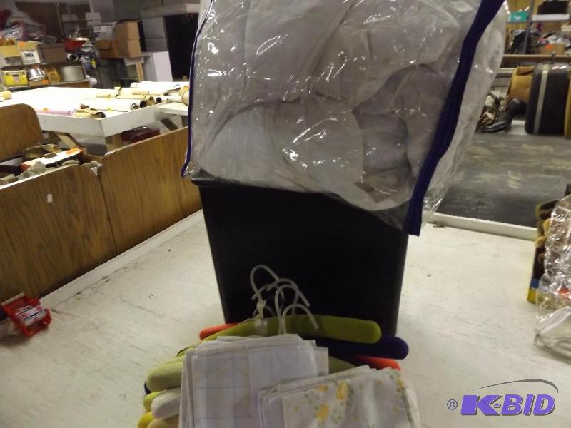 Bedding, Pillow cases, covered hangers and a ...