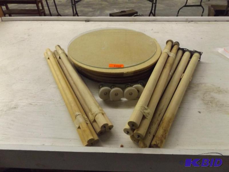 4 round tables that need to be put together, ...