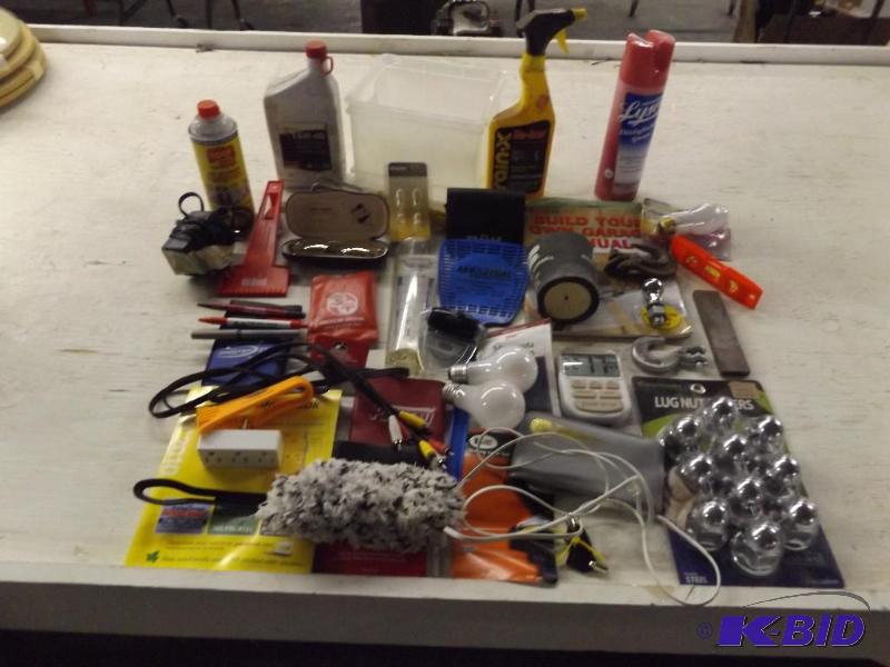 Misc  light bulbs, fly swatter, ice scraper,...