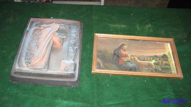 Jesus picture and a resin wall hanging...