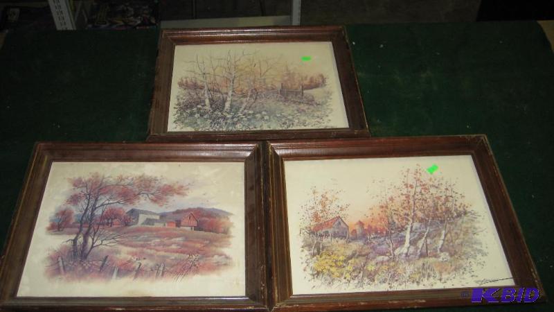 three framed pictures...