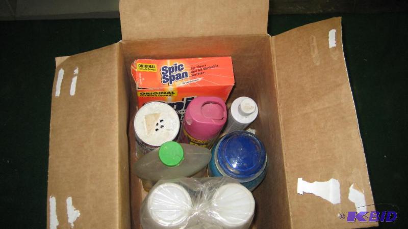 cleaning supplies and plastic cups...