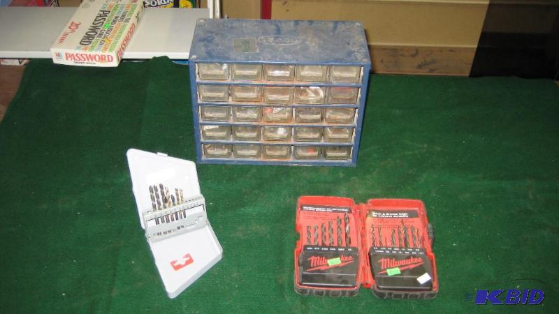25 drawer organizer, Milwaukee drill bits...