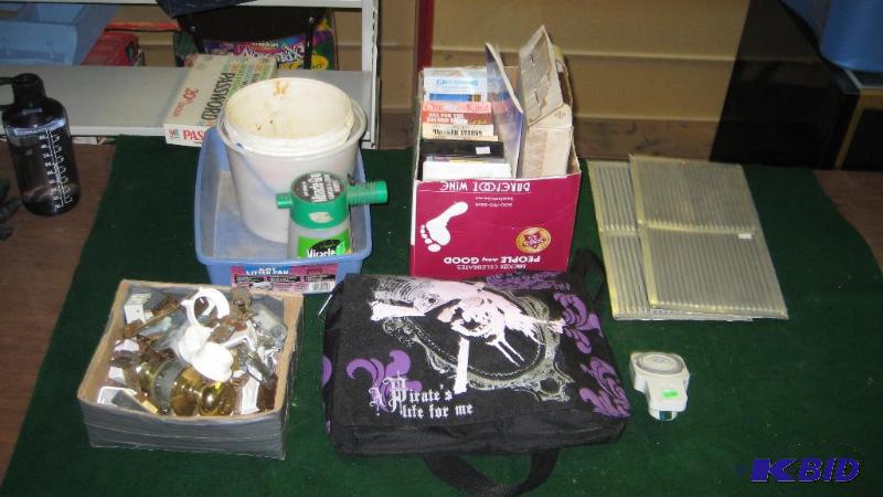 Litter box, pails, misc hardware, wall grills...