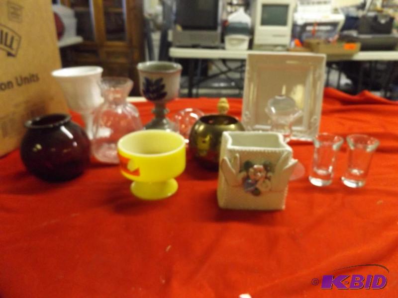 Lot of small planters, vases, figurines, and ...