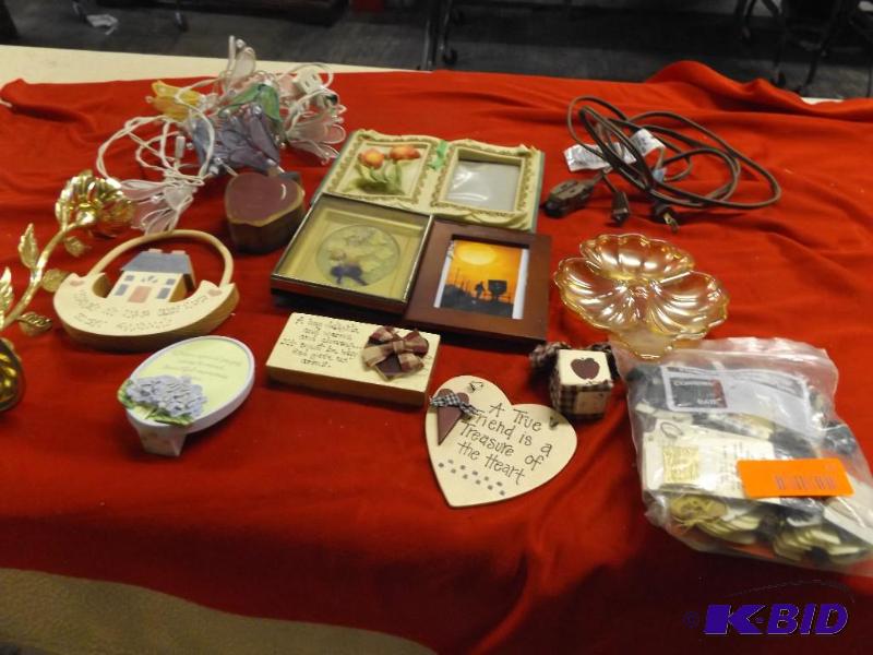Decorative items, embroidery floss, scissors,...