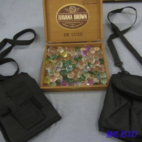 lot 72 image: Wood Cigar Box, Glass Beads