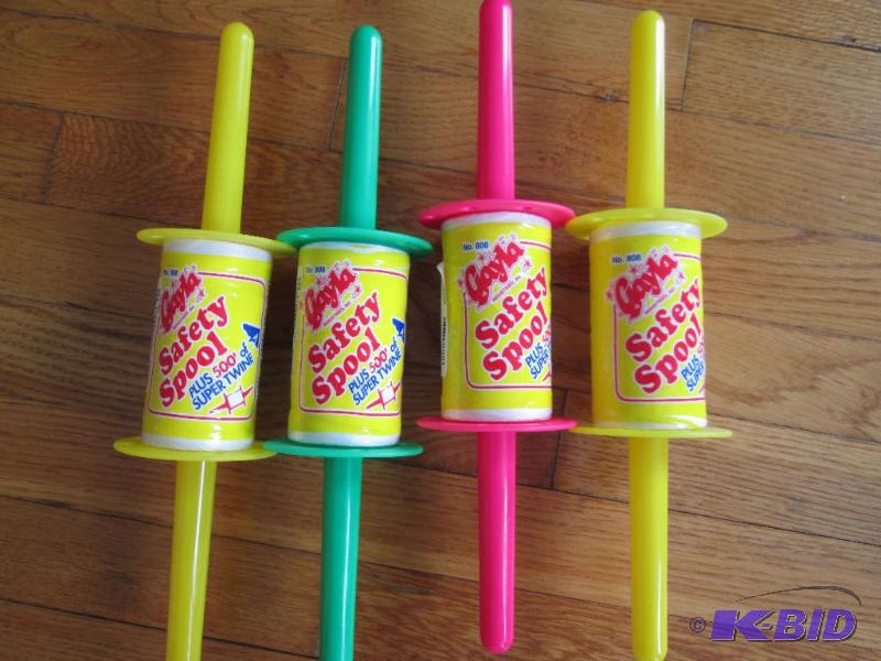 lot 42 image: Lot of 4 neon spools of 500 kite string...
