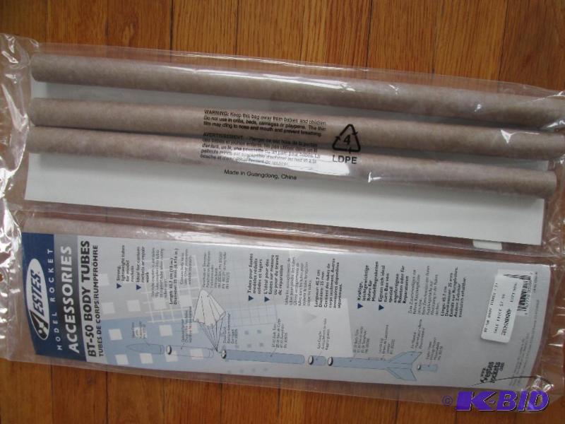 lot 45 image: Lot of 2 BT-50 model rocket tubes...