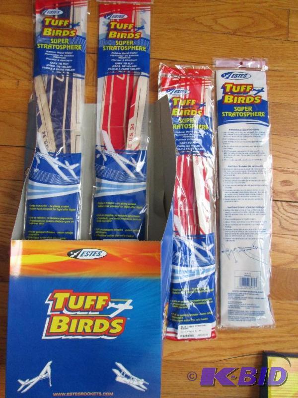 lot 50 image: 4 Estes Tuff Birds rubber band gliders with d...