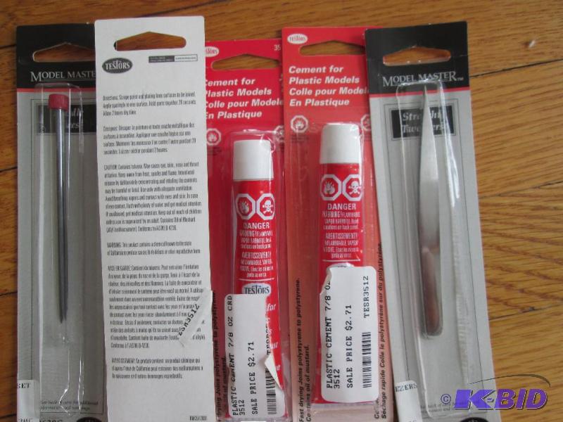 lot 77 image: Lot of tweezers needle files and model glue...