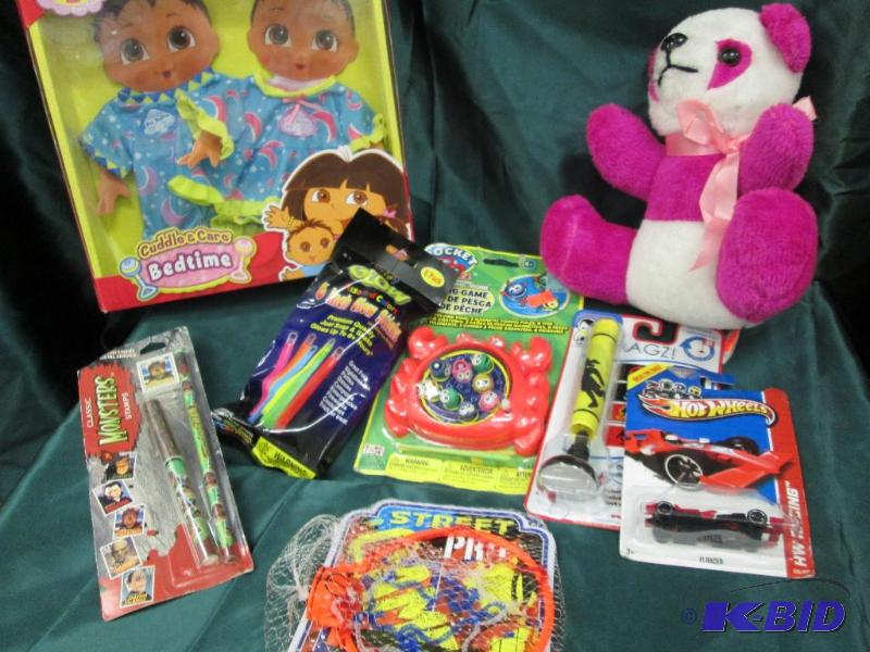 Dora clothes, teddy bear, glow sticks, hot wh...