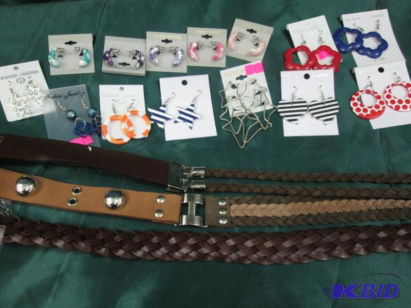 earrings various kinds, three belts size larg...