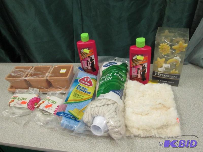 mop heads, small flower pots, shower hooks, g...
