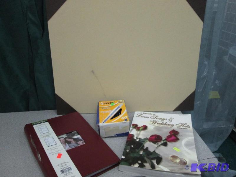 love songs book, desk pad, box of bic pens, p...