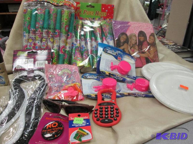 paper horns, napkins, child sunglasses, ear p...