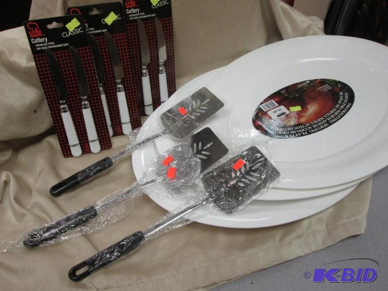 three turkey platters, 8 forks, three spatula...