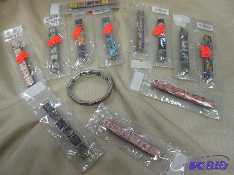 bracelets, qty 12 various styles...