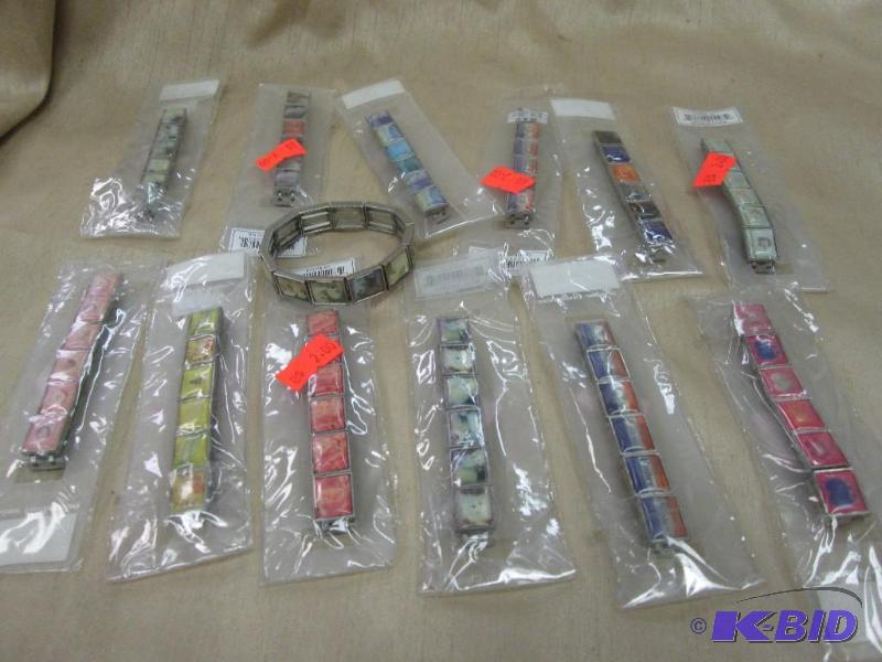 bracelets, qty 12 various styles...