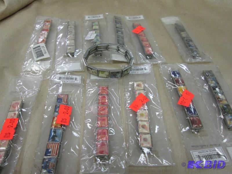 bracelets, qty 12 various styles...
