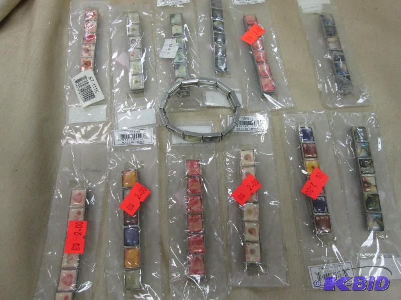 bracelets, qty 12 various styles...
