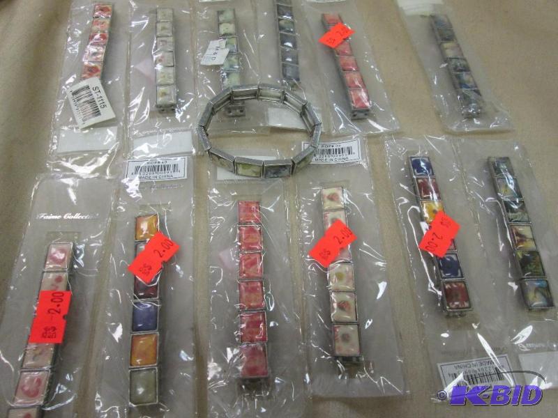 bracelets, qty 12 various styles...