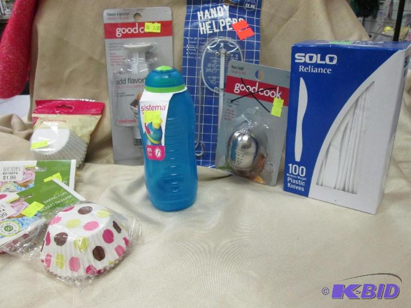 meat thermometer, cupcake liners, water bottl...