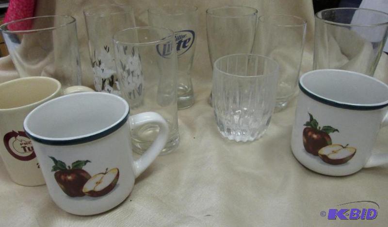 glasses, tall and short, coffee mugs. Used...