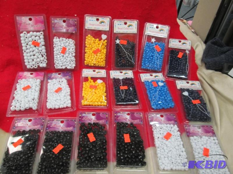 Qty 18 hair beads, white, yellow, light blue,...