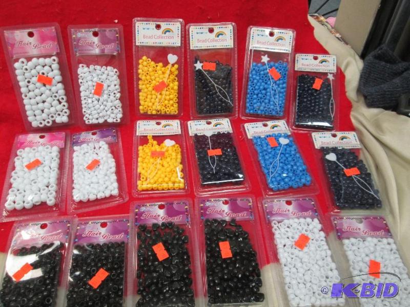 Qty 18 hair beads, white, yellow, light blue,...
