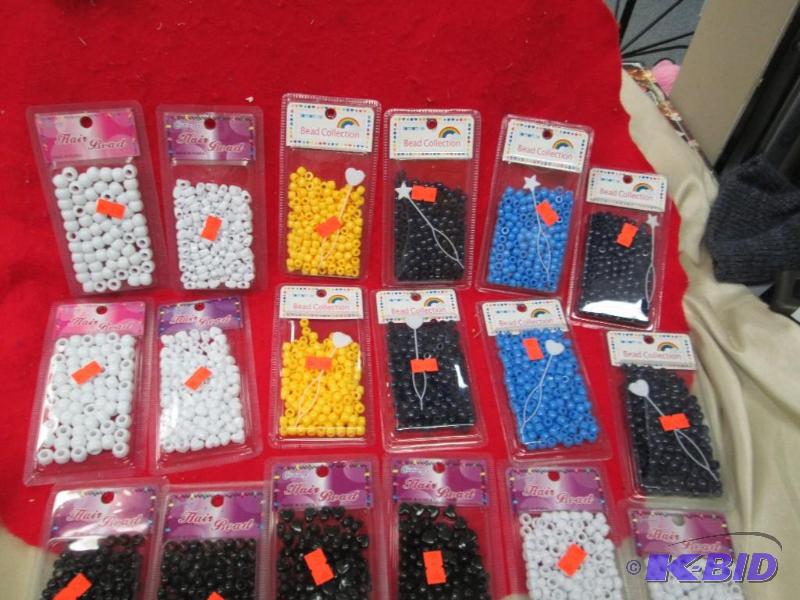 Qty 18 hair beads, white, yellow, light blue,...