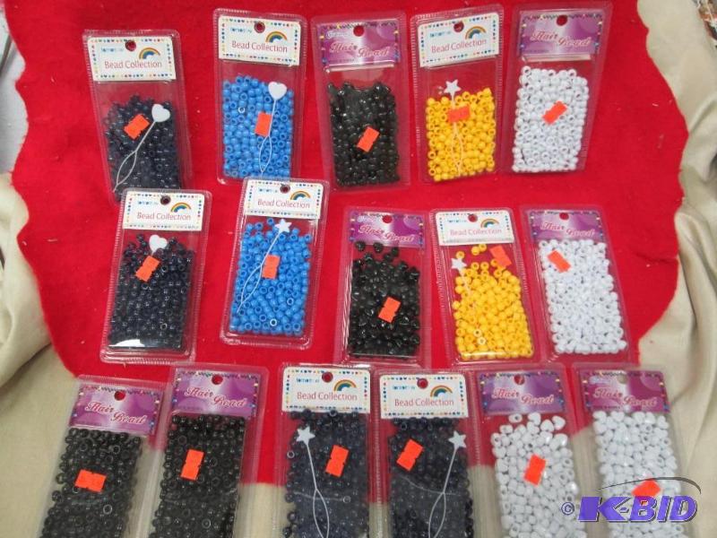 Qty 16 hair beads, white, yellow, light blue,...