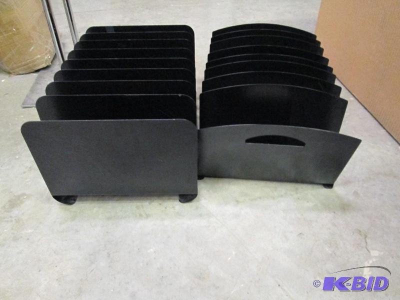Qty 2 black metal file holders or magazines...