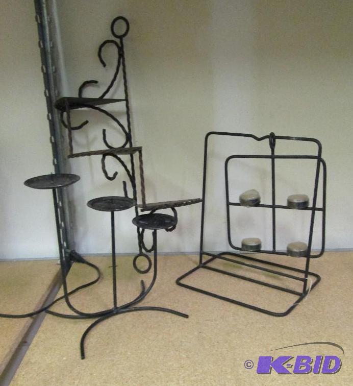 1 metal shelf and 2 candle holders...