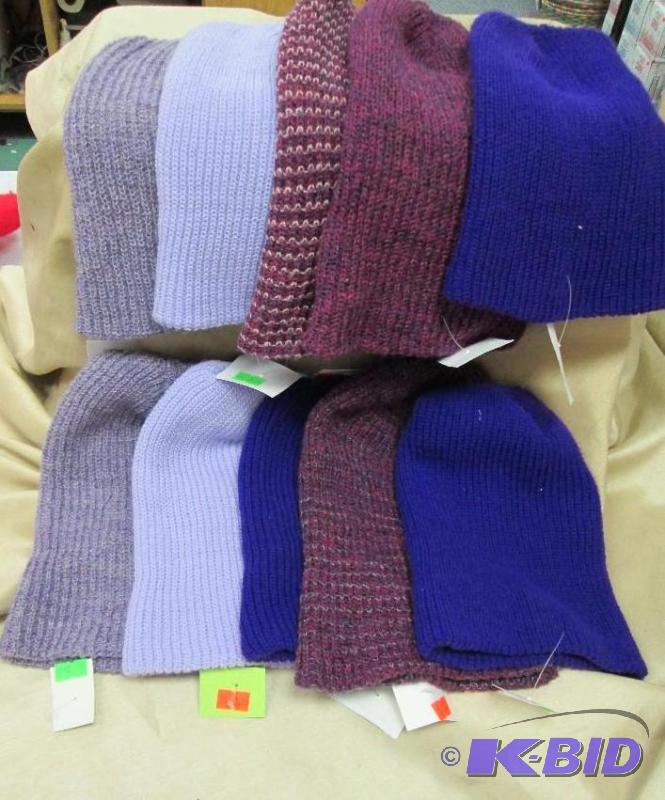Qty 10 winter hats in different shades of pur...