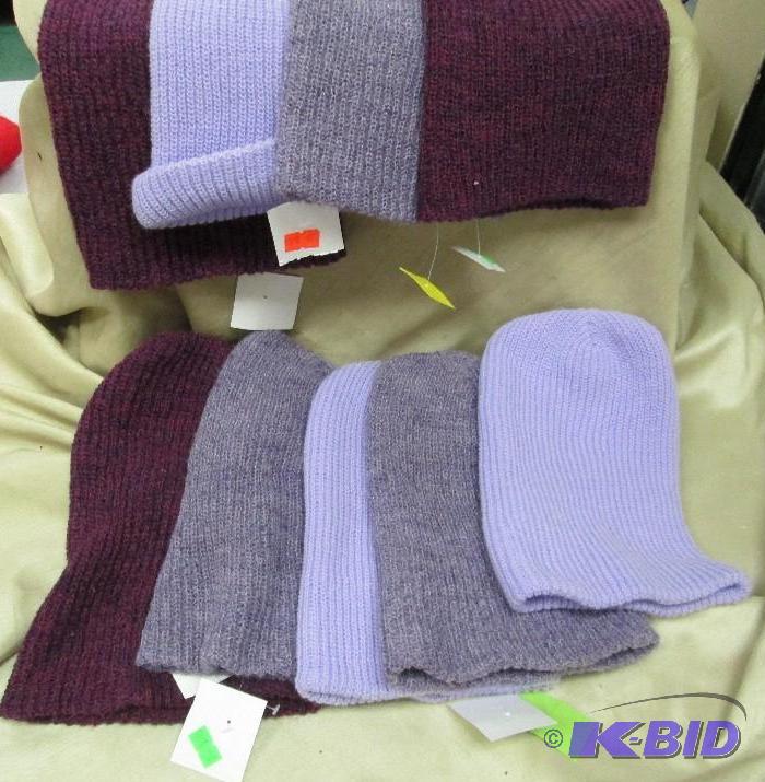 Qty 8 winter hats in different shades of purp...