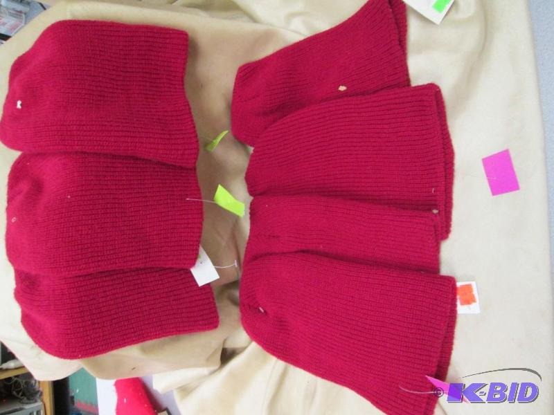 Qty 7 winter hats in dark red...