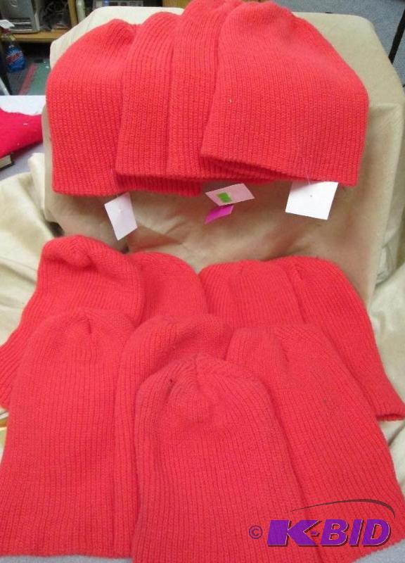 Qty 12 winter hats in a coral shade...