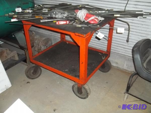 lot 23 image: Heavy duty metal cart on wheels, 32" X 3...